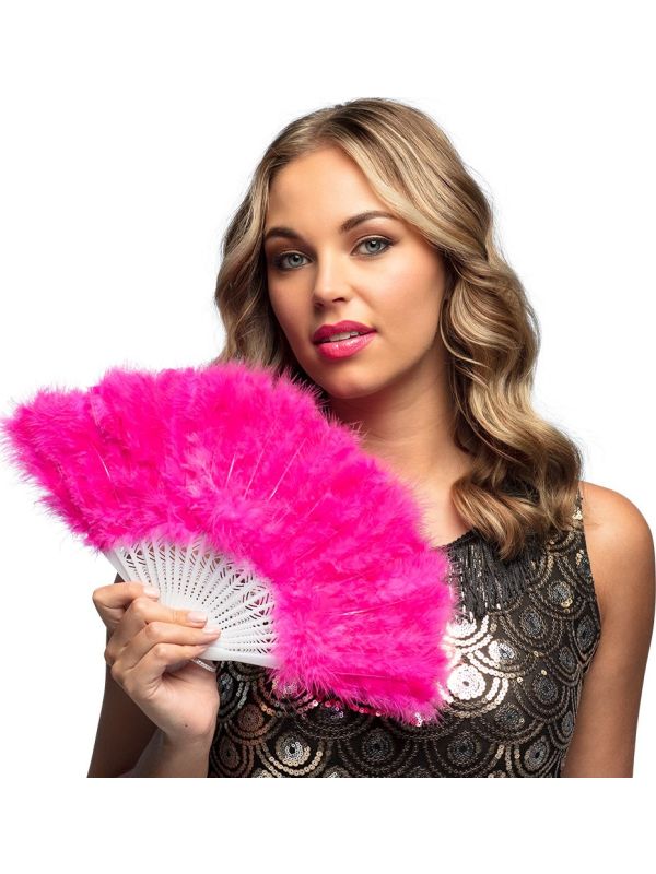 Roaring Twenties Stijlvolle Roze Veren Handwaaier