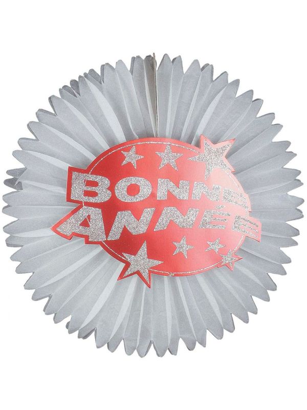 Rode Bonne Anneé Glitter Waaier