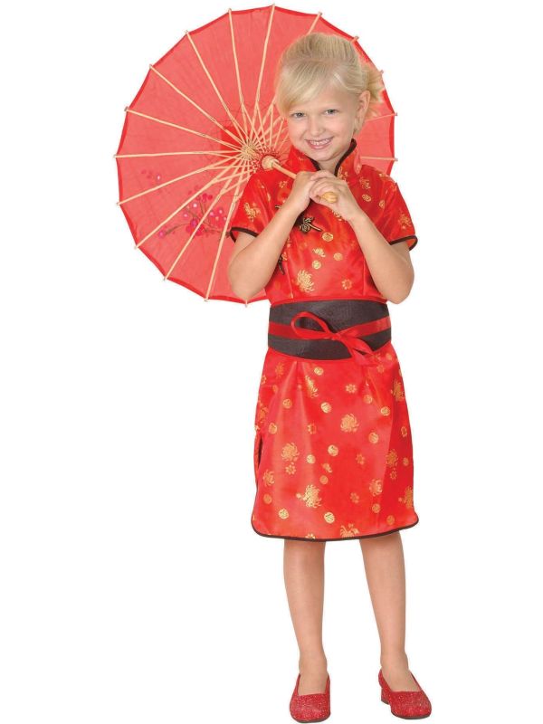 Rode Chinese Kimono Jurk Kinderen