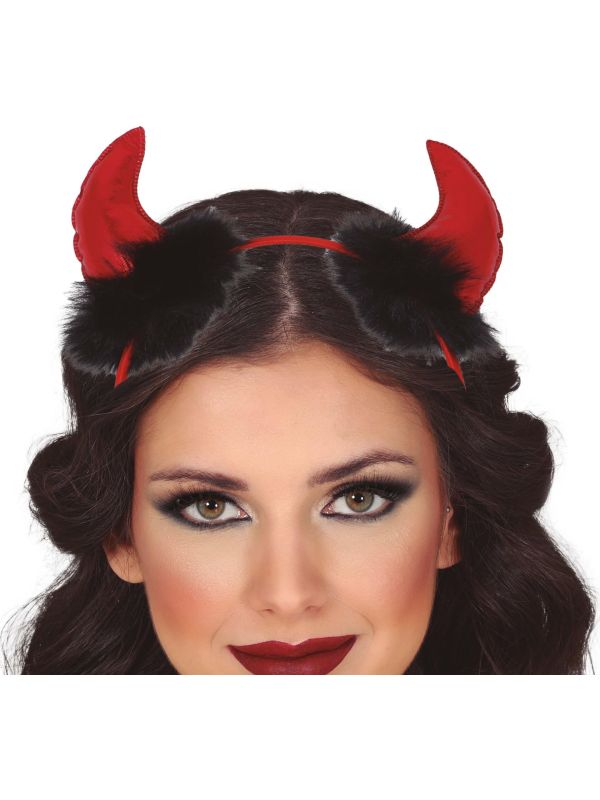 Rode Duivel Haarband met Veertjes
