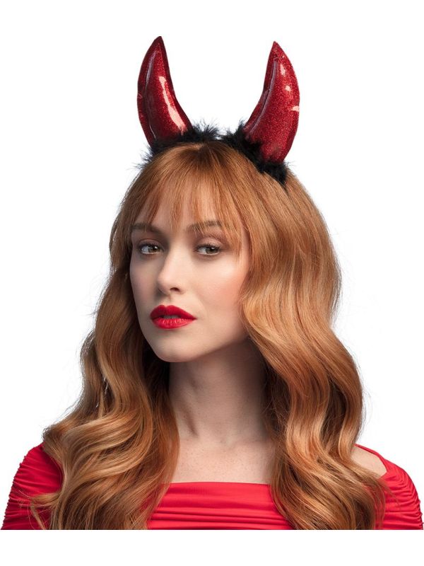 Rode Duivelhoorntjes Glitter Haarband