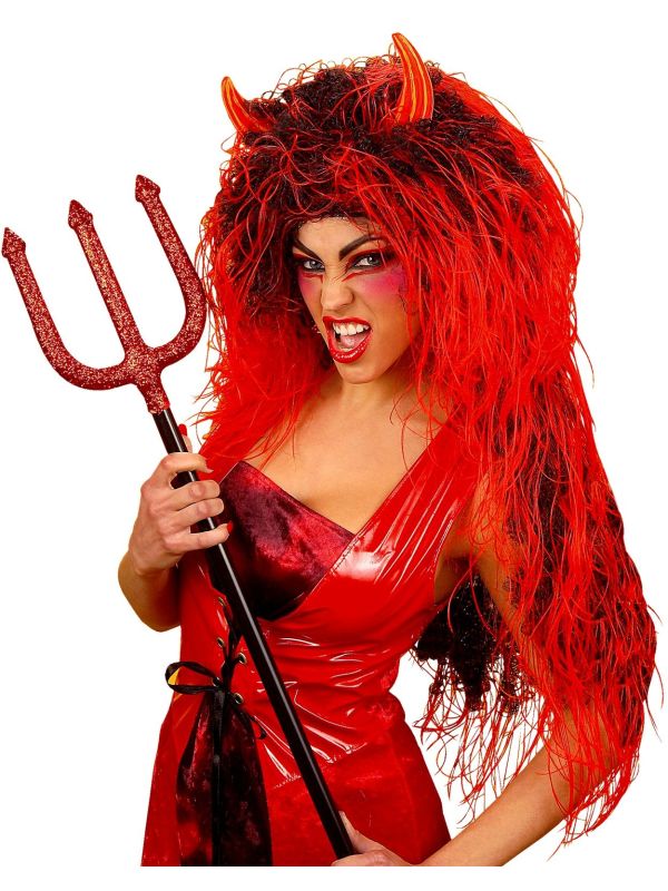 Rode Duivelse Lange Pruik