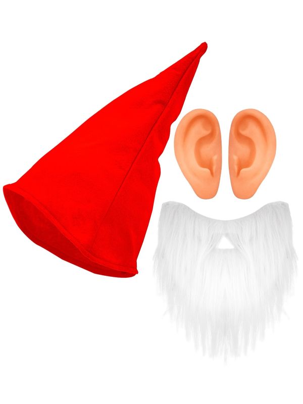 Rode Dwerg Muts Baard en Oren