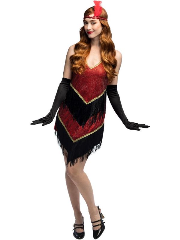 Rode Flapper Evelyn Jaren 20 Jurk