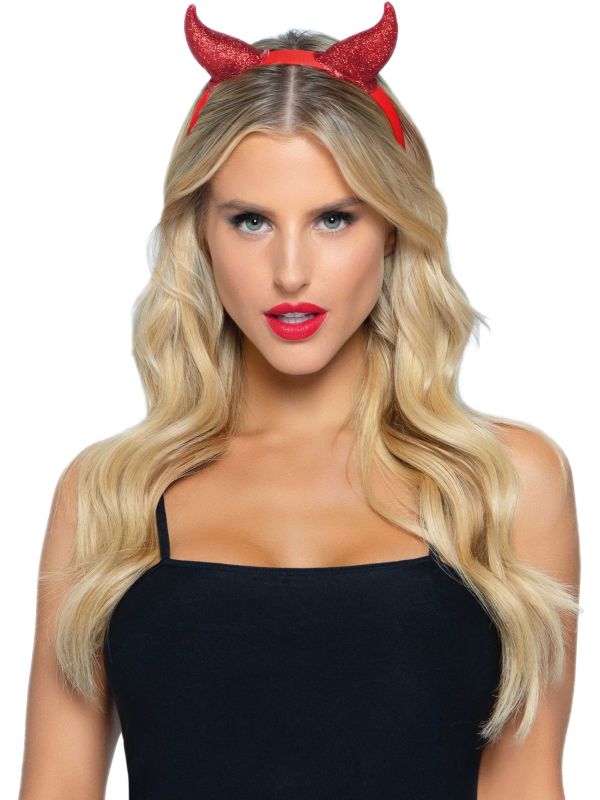 Rode Glitter Duivelhoorntjes Haarband