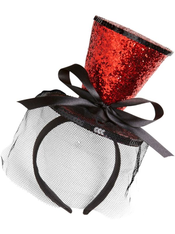 Rode Glitter Mini Hoge Hoed