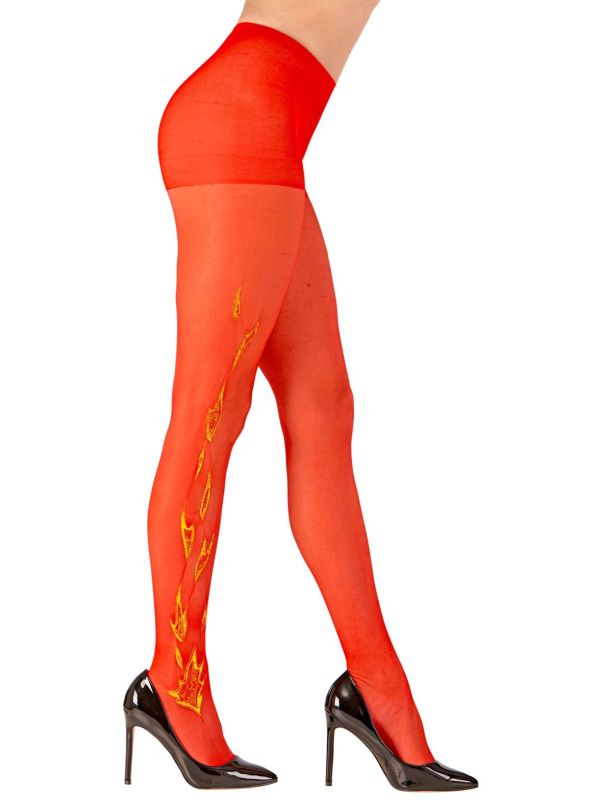 Rode Glittervlammen Panty