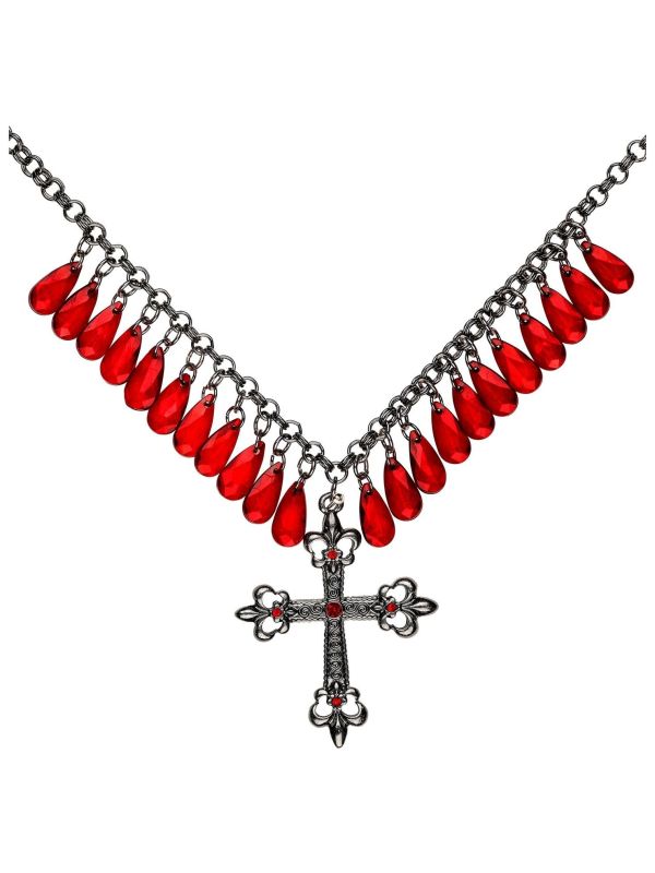 Rode Gothic Kruis Ketting