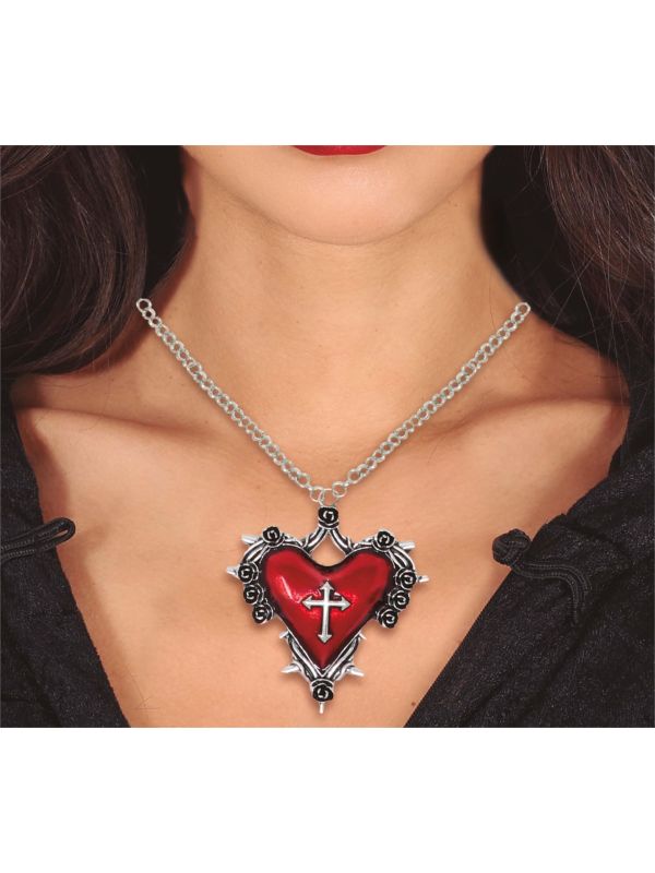 Rode Hart Robijn Medaillon Ketting