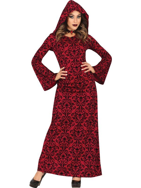 Rode Heks Jurk met Kap Dames