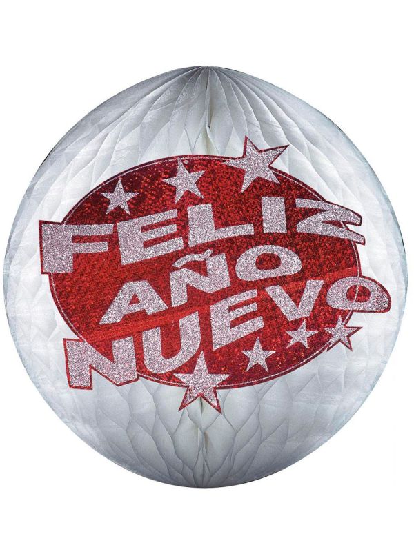 Rode Holografische Feliz Año Nuevo Honinggraat Bal