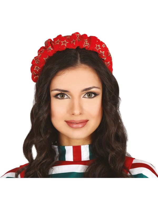 Rode Kerst Haarband met Sterren