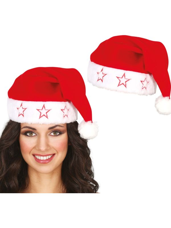 Rode Kerstman Muts met Sterren