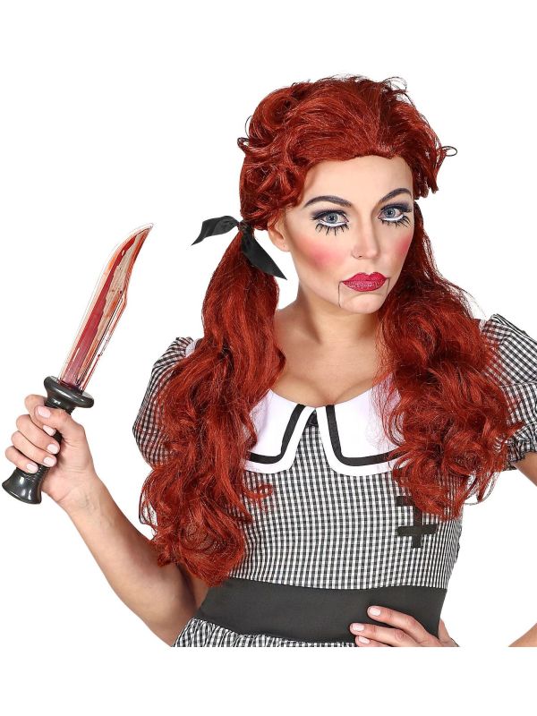 Rode Killer Pop Pruik