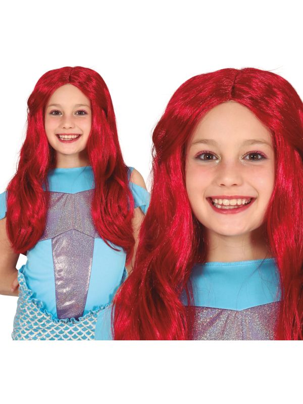 Rode Kleine Zeemeermin Ariel Pruik Kind