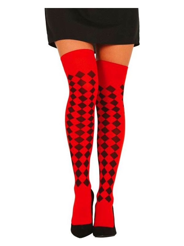 Rode Kniekousen met Ruitprint