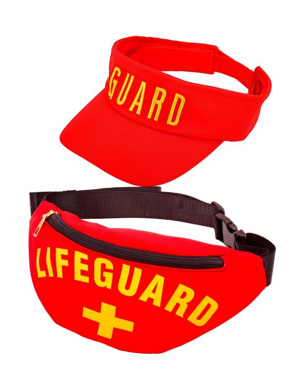 Rode Lifeguard BayWatch Zonneklep met Heuptasje