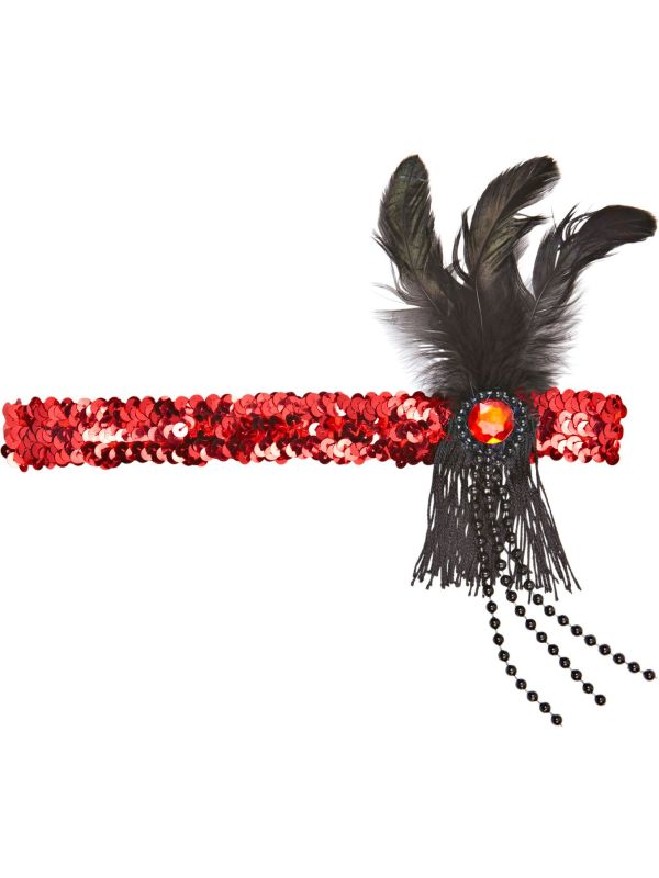 Rode Pailletten Charleston Hoofdband