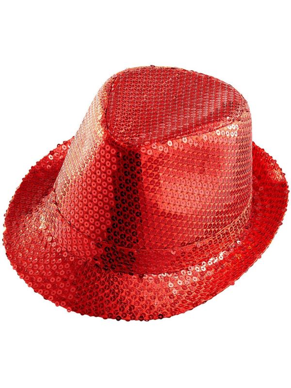 Rode Pailletten Fedora