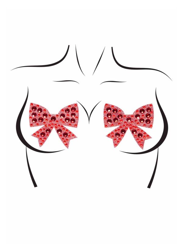 Rode Strikjes Nipple Jewel Stickers