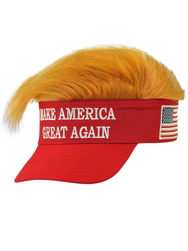 Rode Trump Zonneklep met Oranje Nep haar