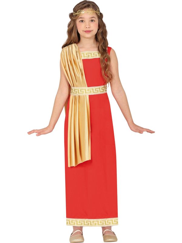 Romeins Kostuum Meisjes Rood-Goud