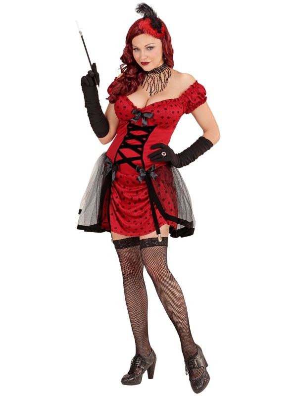 Rood Cabaret Vrouw Kostuum