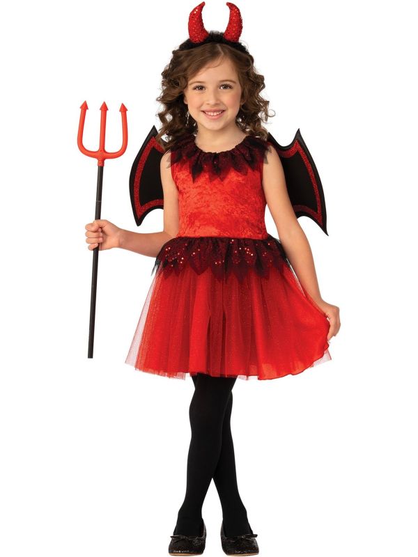 Rood Duivel Jurkje met Vleugels Kostuum Meisjes