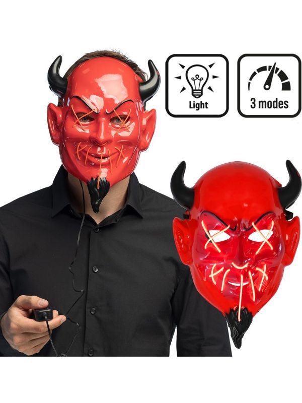 Rood Duivelmasker met Led Verlichting