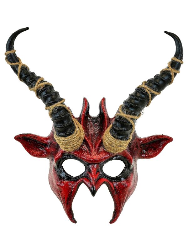 Rood Horror Duivel Masker met Hoorns