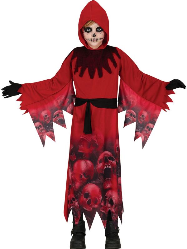 Rood Schedel Halloween Kostuum Kinderen