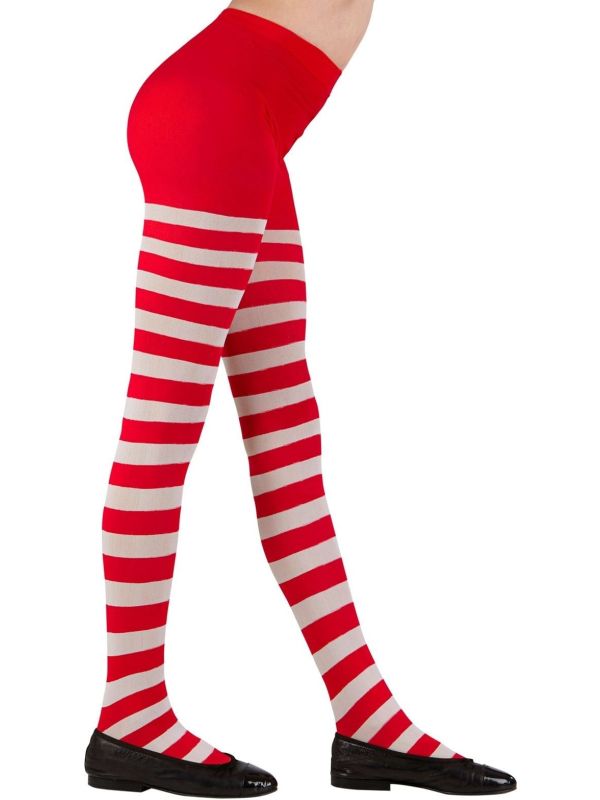 Rood Wit Gestreepte Panty Meisjes Carnaval