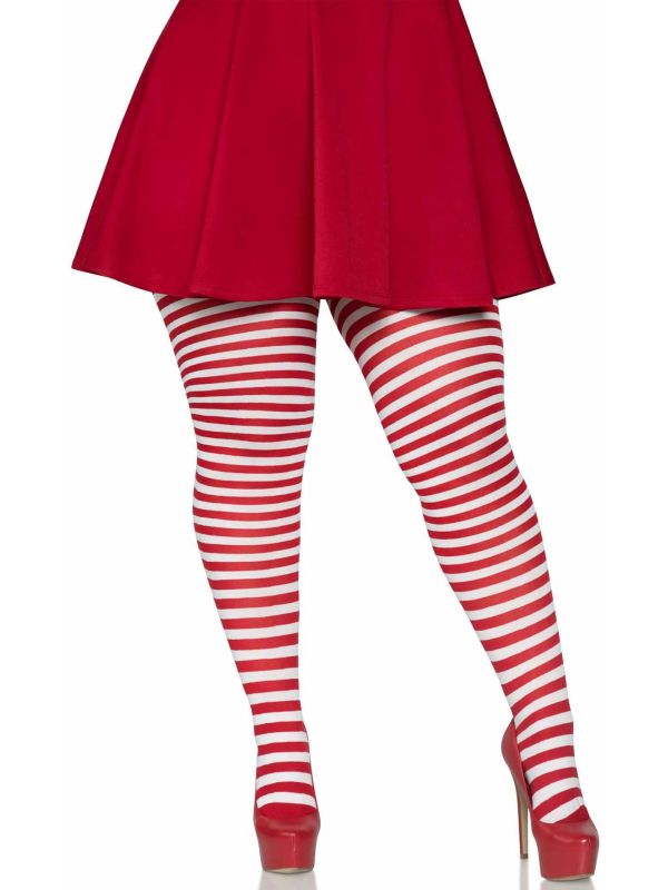 Rood Wit Gestreepte Panty Plus Size