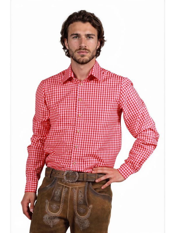 Rood Wit Tiroler Overhemd Heren Oktoberfest