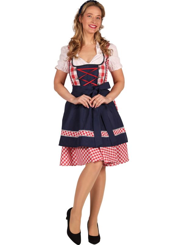 Rood Witte Dirndl Jurk met Schort Dames Oktoberfest