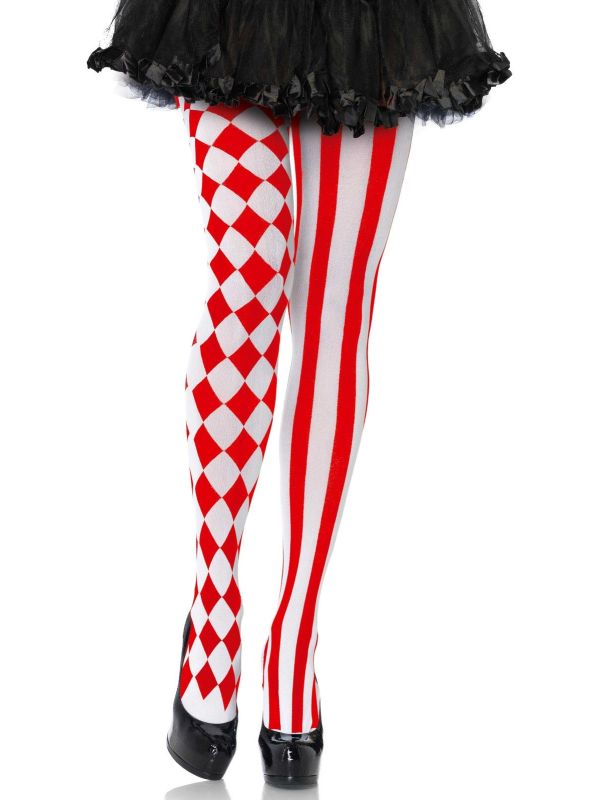 Rood Witte Harlekijn Panty