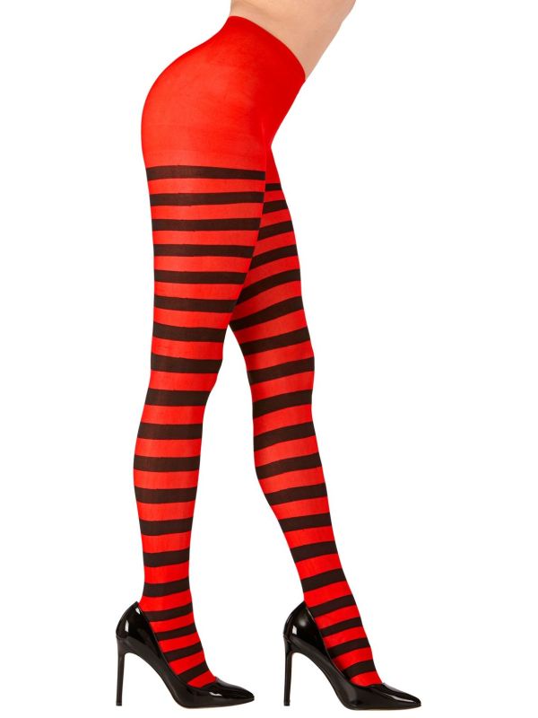 Rood Zwart Gestreepte Panty