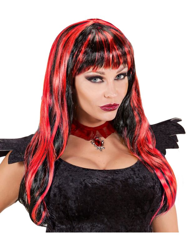 Rood-Zwart Gestreepte Pruik