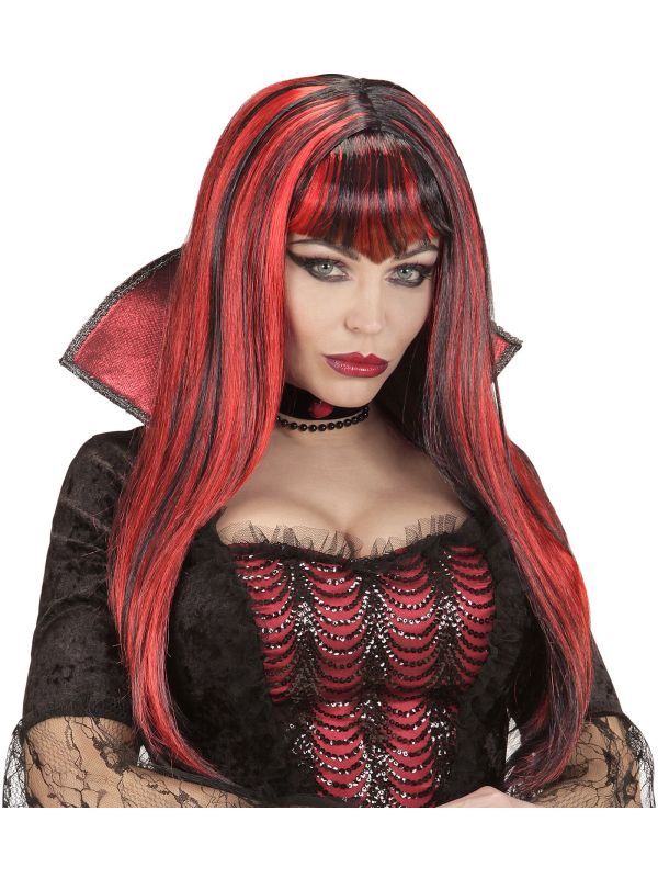 Rood Zwarte Vampier Pruik