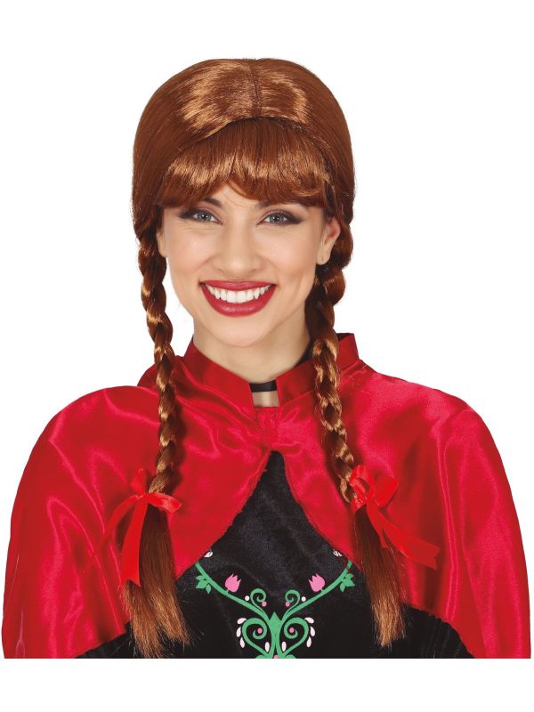 Roodkapje Pruik met Vlechten
