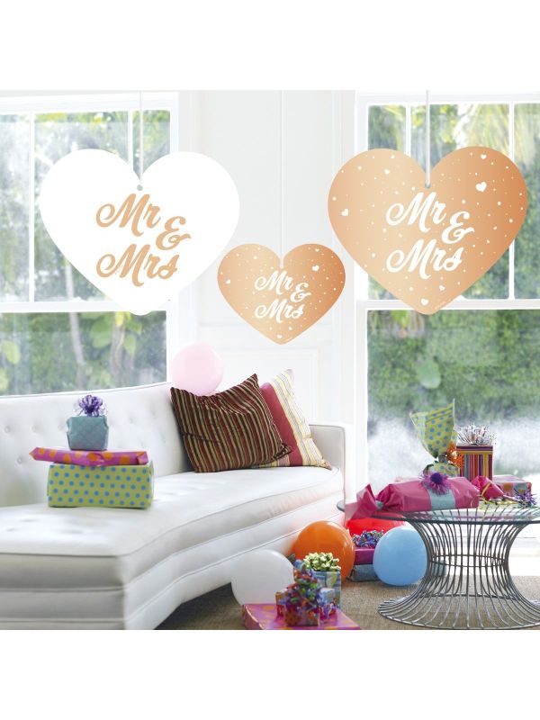 Rose Gouden Bruiloft 5 Harten Hangende Versiering