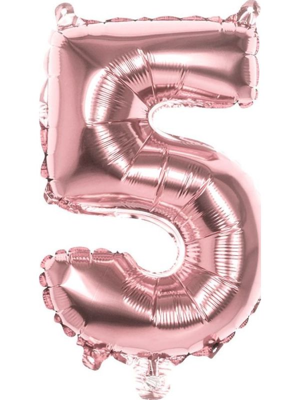 Rosegoud Folieballon Cijfer 5