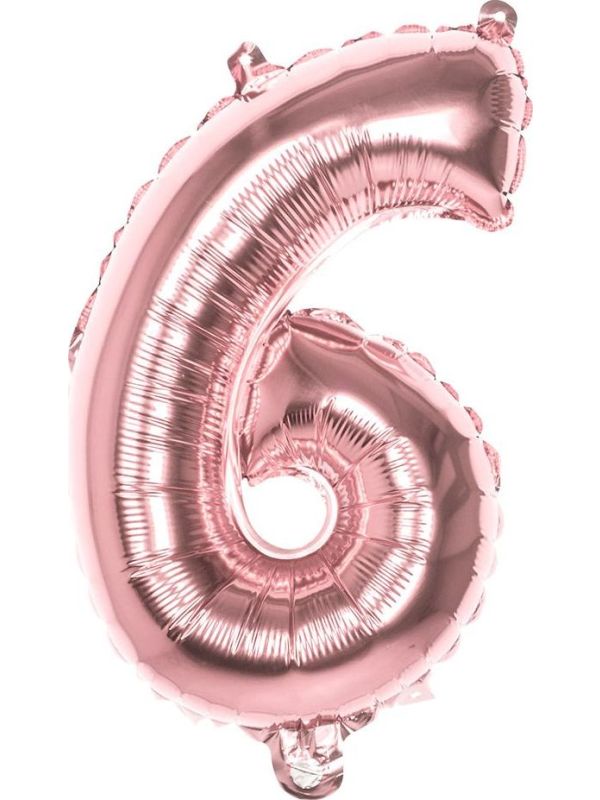 Rosegoud Folieballon Cijfer 6