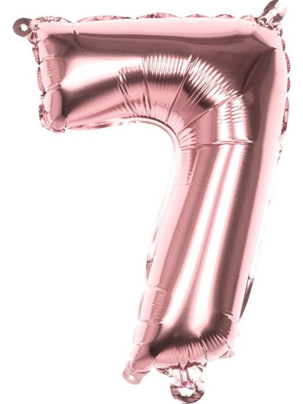Rosegoud Folieballon Cijfer 7