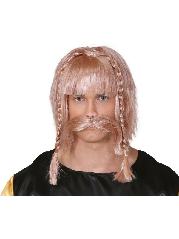 Rossige Viking Pruik en Snor