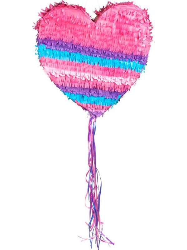Roze Blauwe Hartvormige Trekpiñata