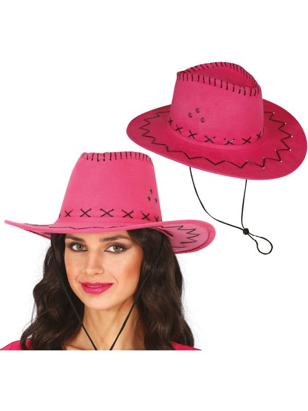 Roze Cowboyhoed Suède Look Volwassenen