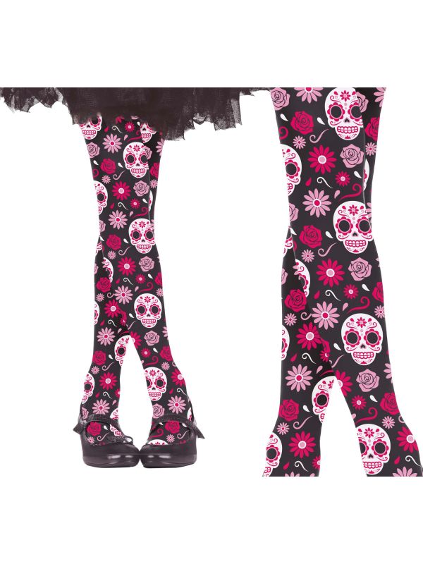 Roze Doodskop Panty Meisjes