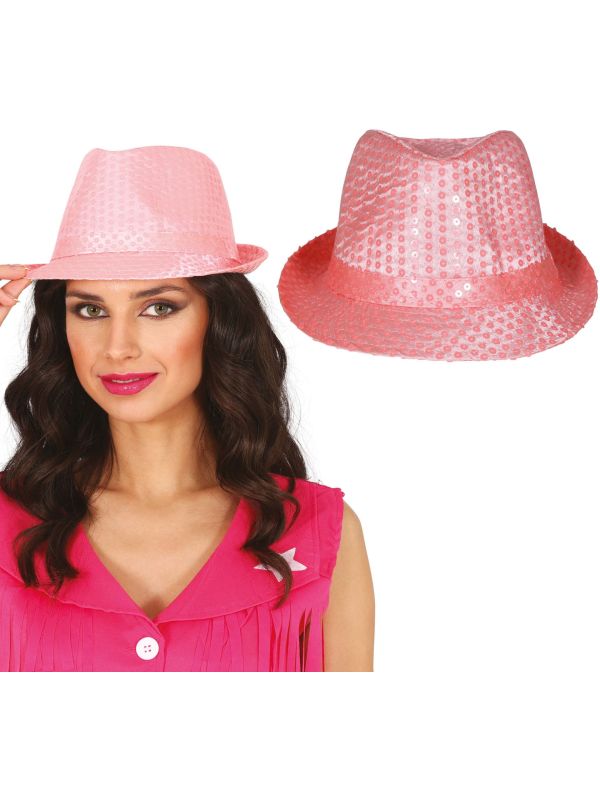 Roze Fedora met Pailletten