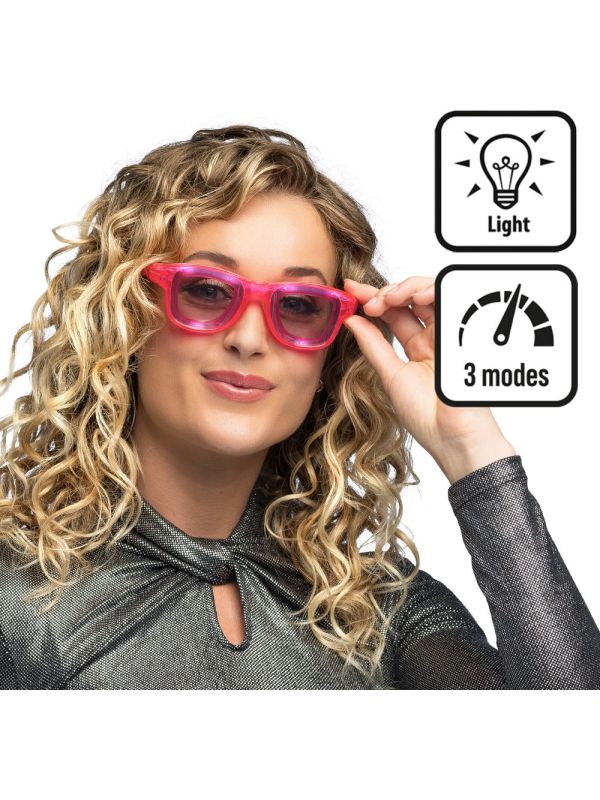 Roze Festival Partybril met LED Verlichting